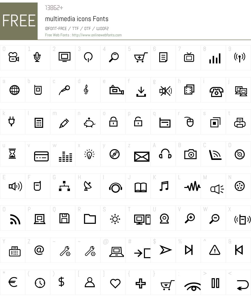 multimedia icons Font Screenshots