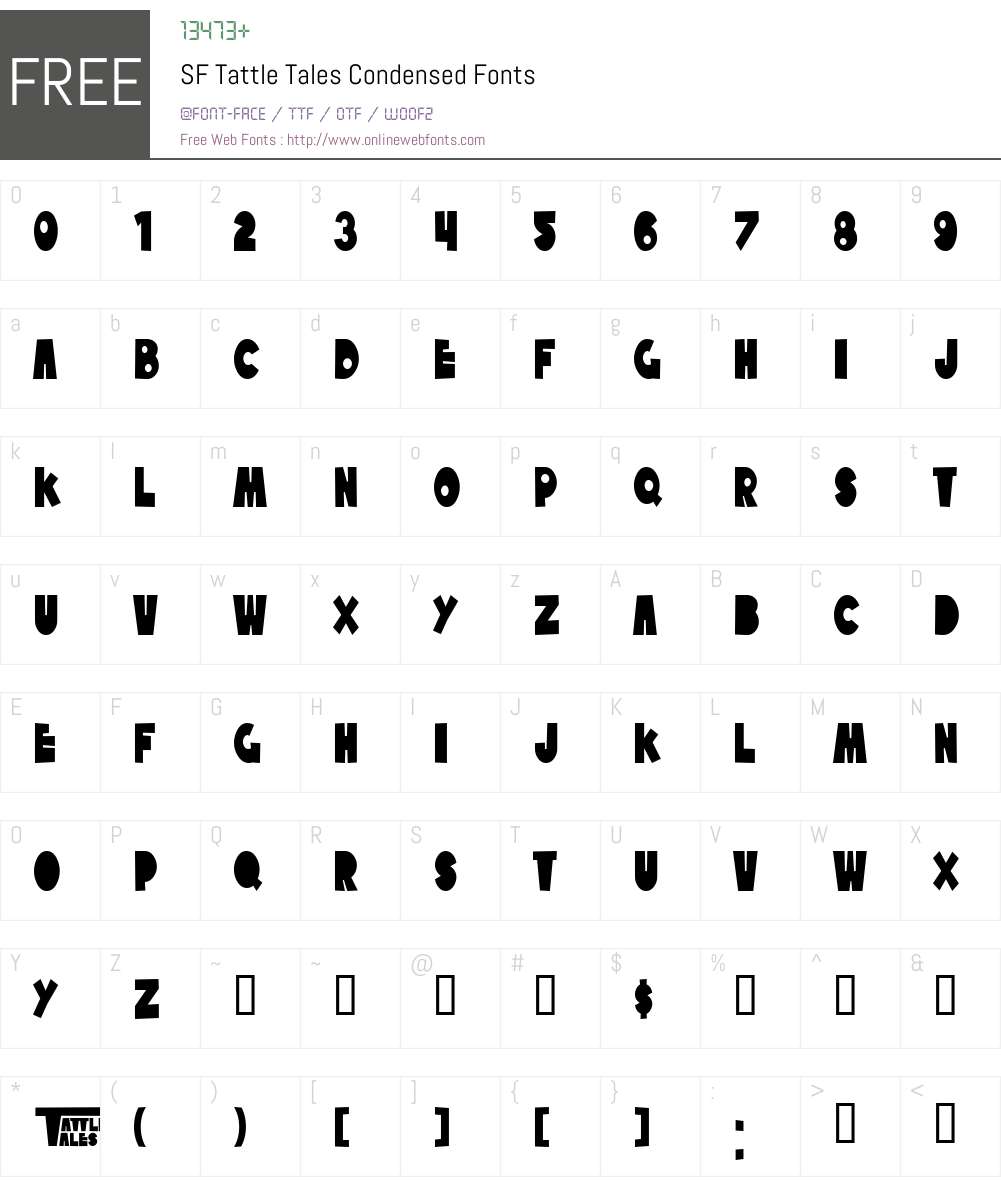 SF Tattle Tales Condensed Font Screenshots