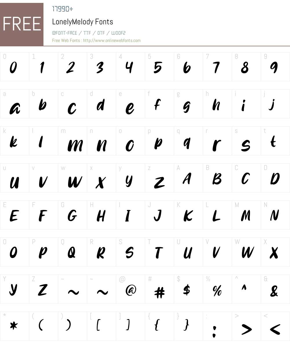 Lonely Melody Font Screenshots