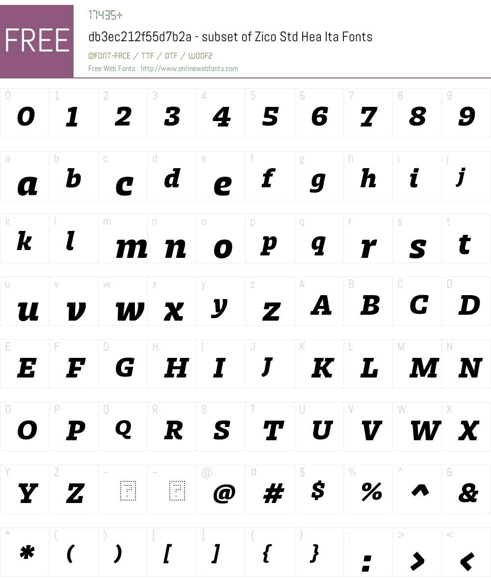 db3ec212f55d7b2a - subset of Zico Std Hea Font Screenshots