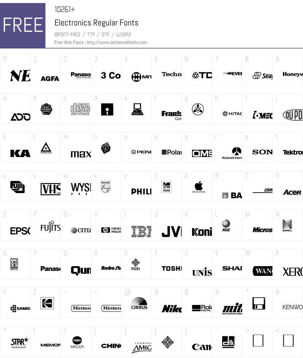 Electronics Font Screenshots