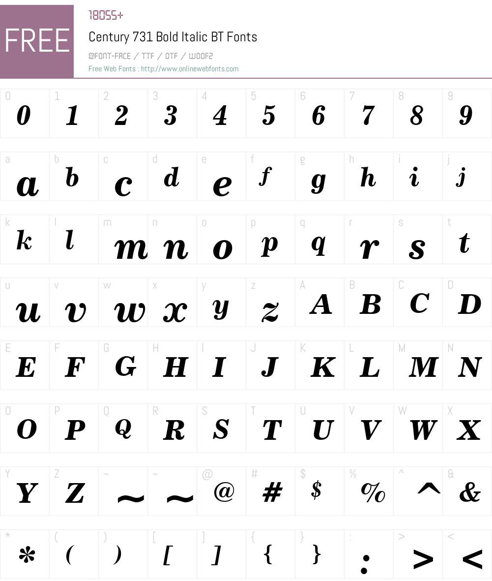 Century731 BT Font Screenshots