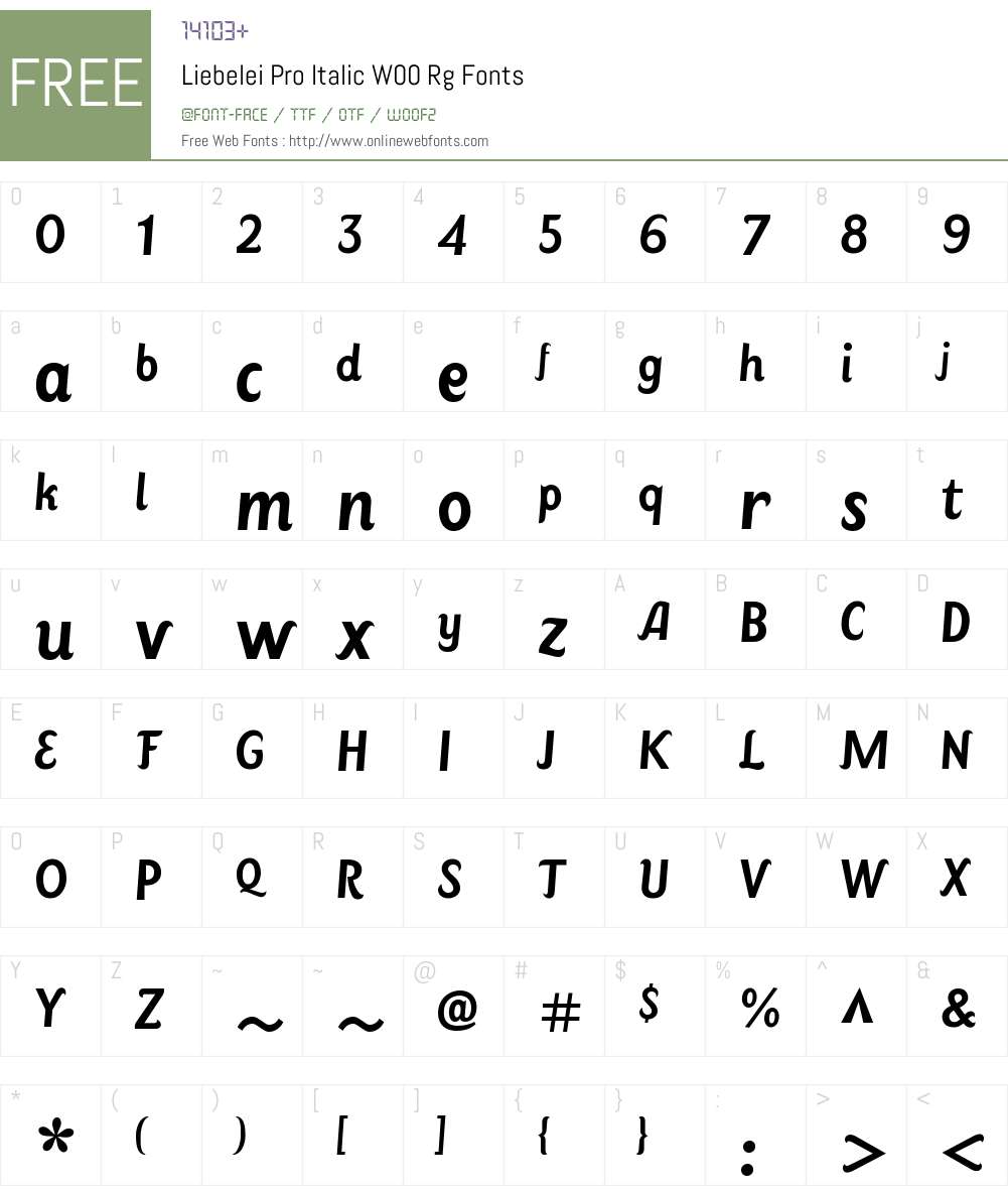 LiebeleiProItalicW00-Rg Font Screenshots