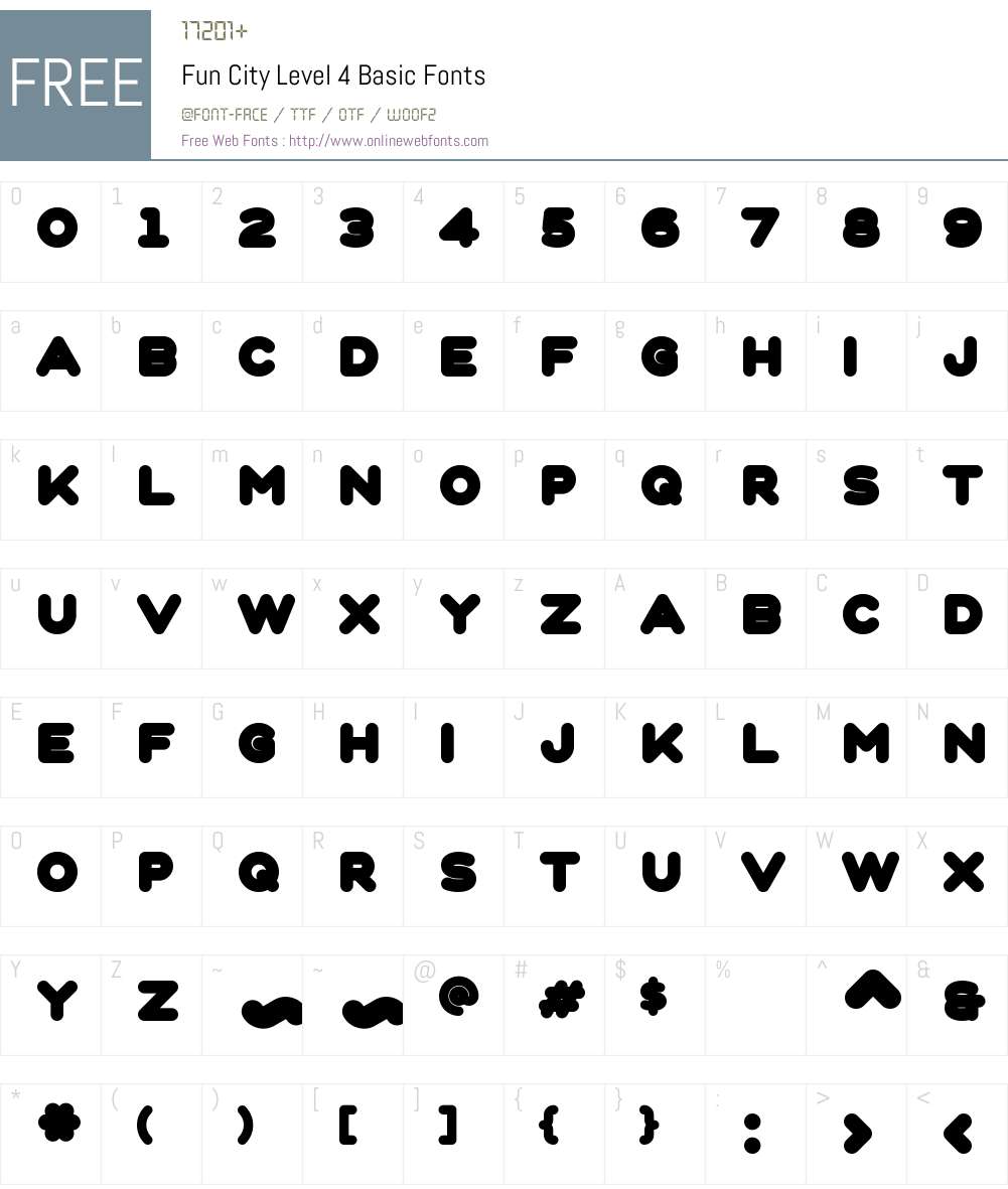 Fun City Level 4 Font Screenshots