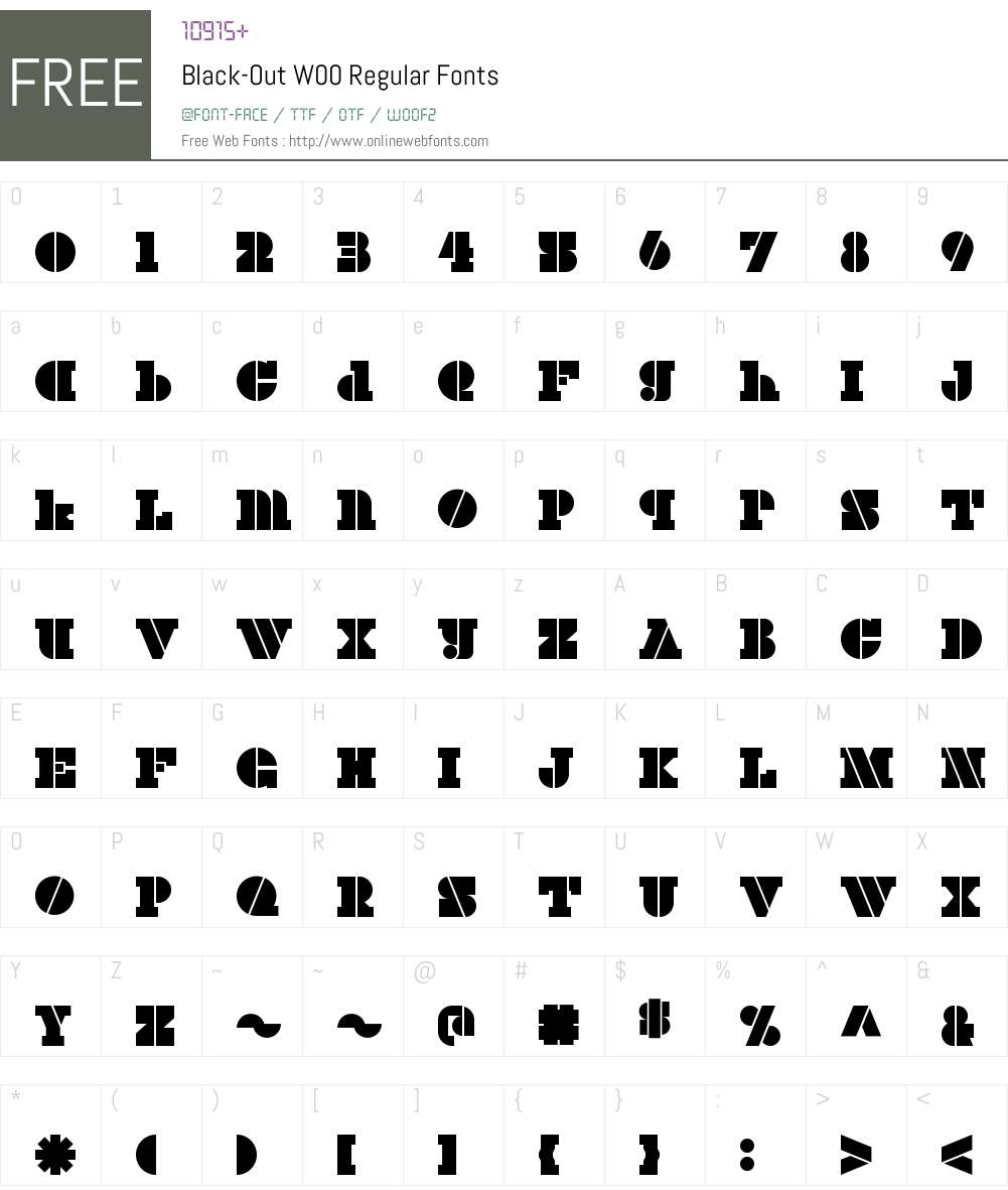 Black-OutW00-Regular Font Screenshots