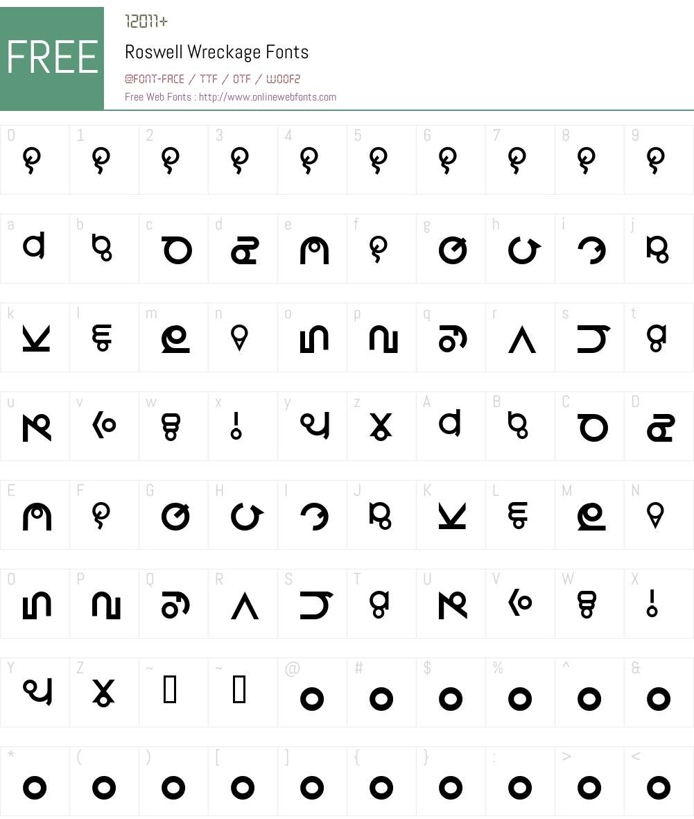 Roswell Wreckage Font Screenshots
