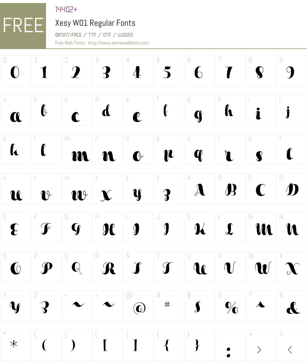 XesyW01-Regular Font Screenshots