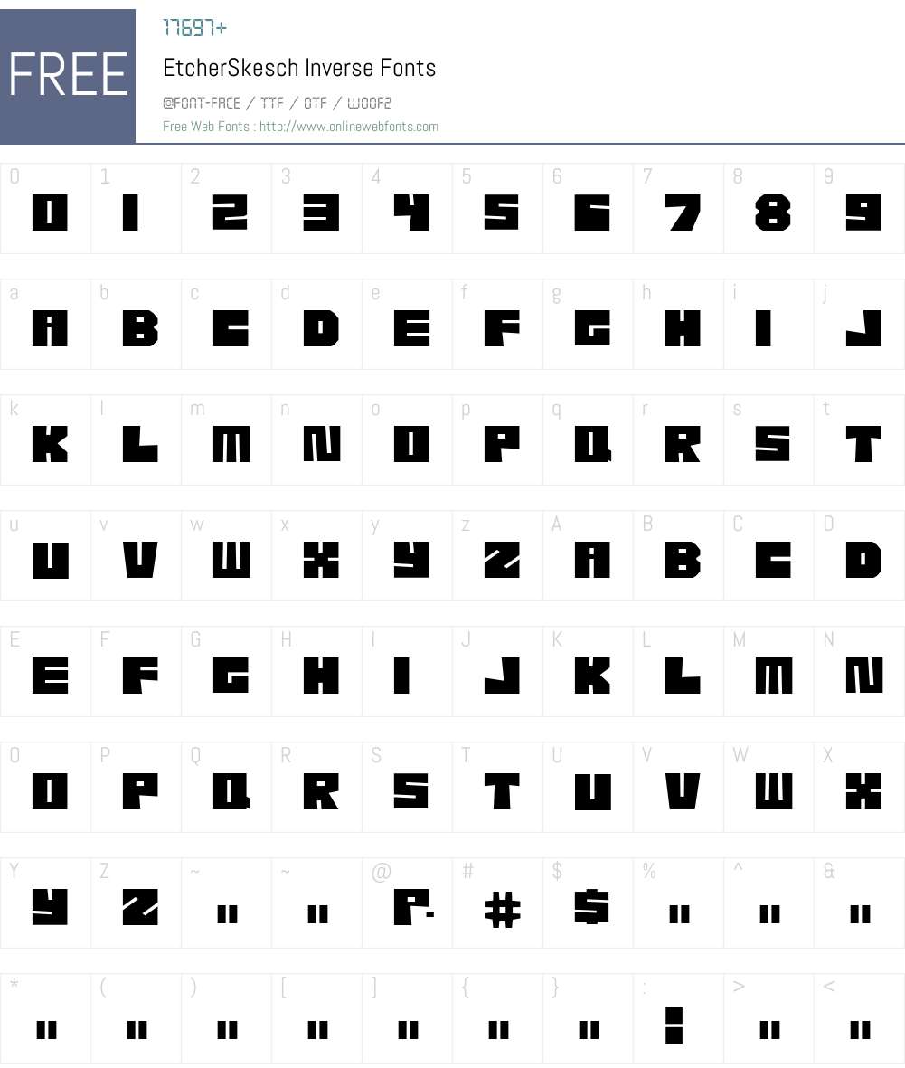 EtcherSkesch Inverse Font Screenshots