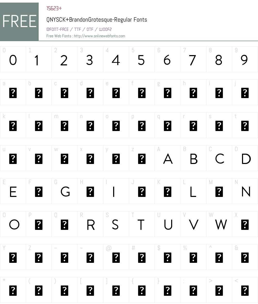 QNYSCK+BrandonGrotesque-Regular Font Screenshots