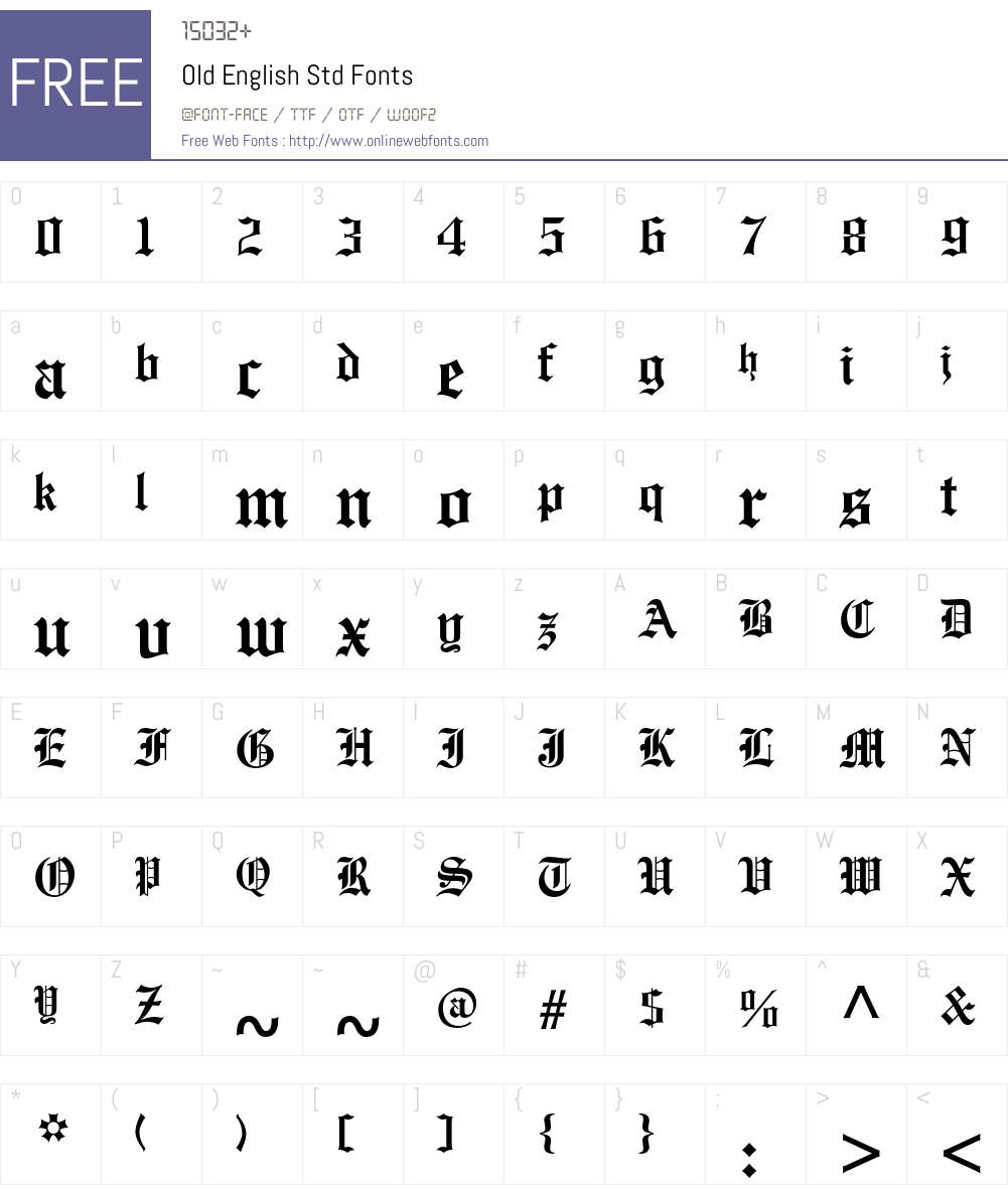 Old English Std Font Screenshots