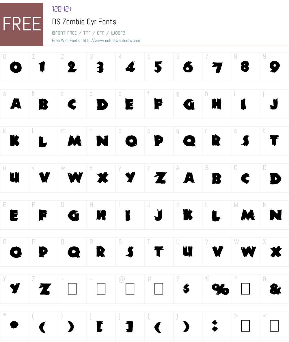 DS Zombie Cyr Font Screenshots