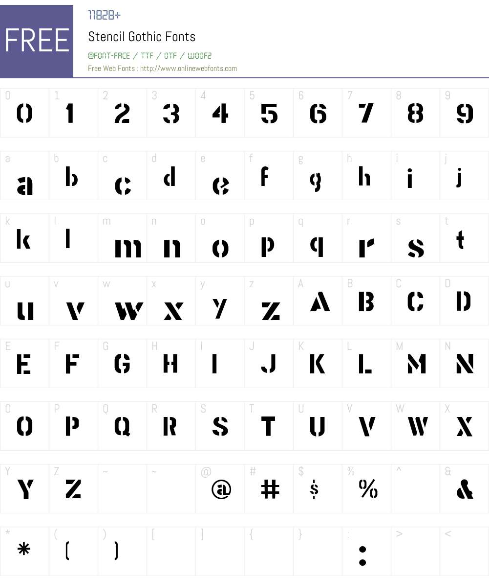Stencil Gothic Font Screenshots