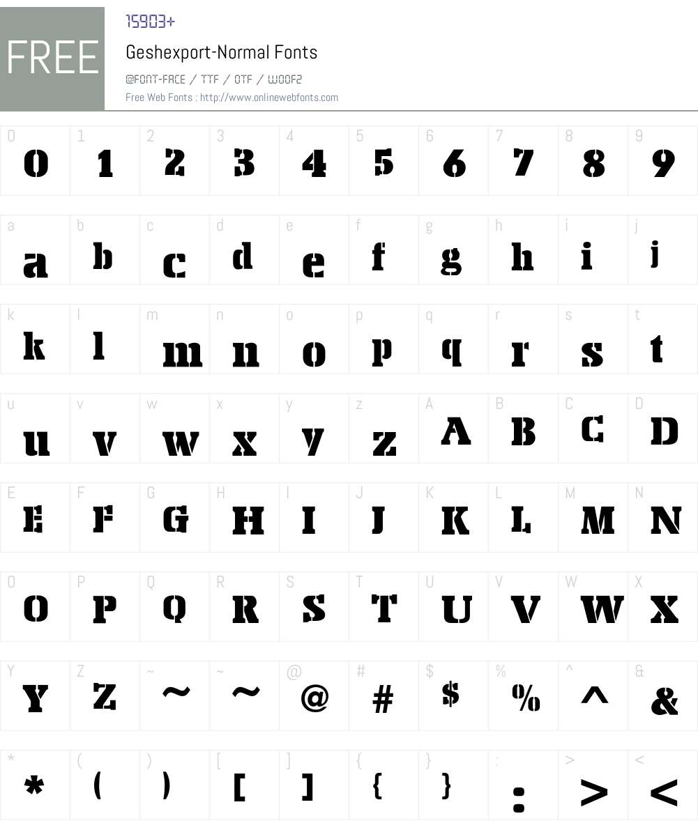 Geshexport Font Screenshots
