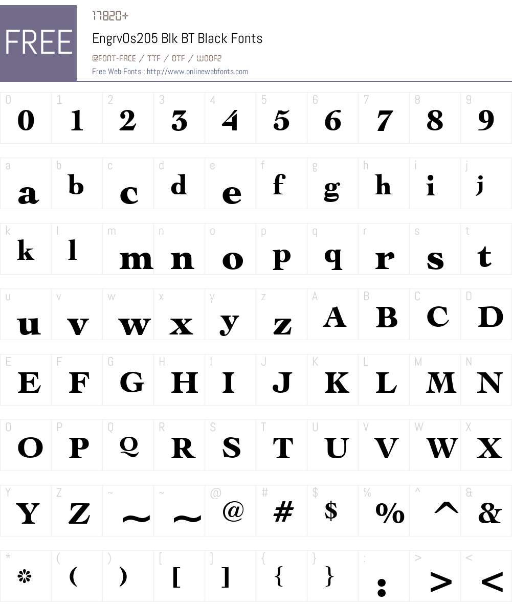 EngrvOs205 Blk BT Font Screenshots