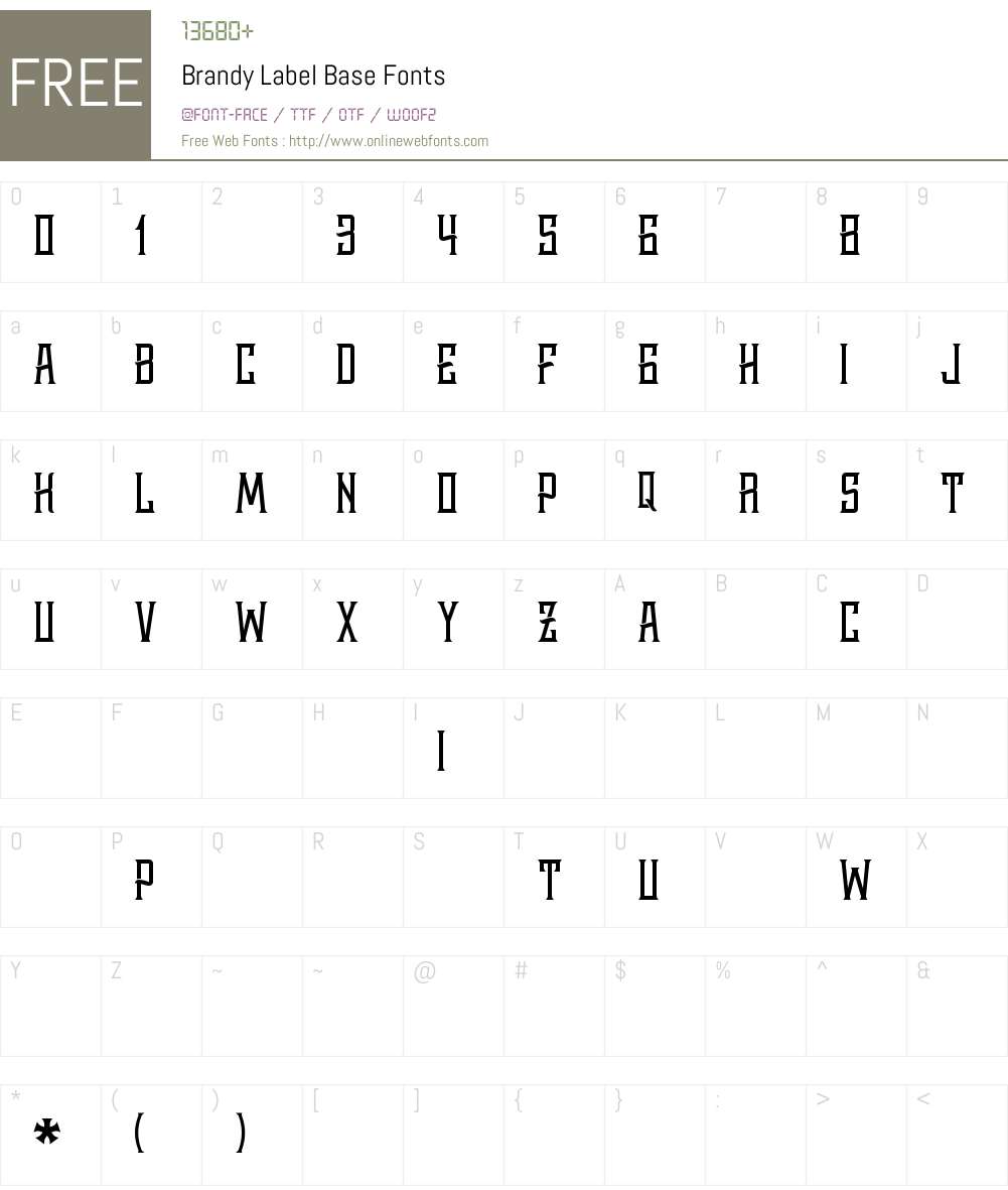BrandyLabelBase Font Screenshots