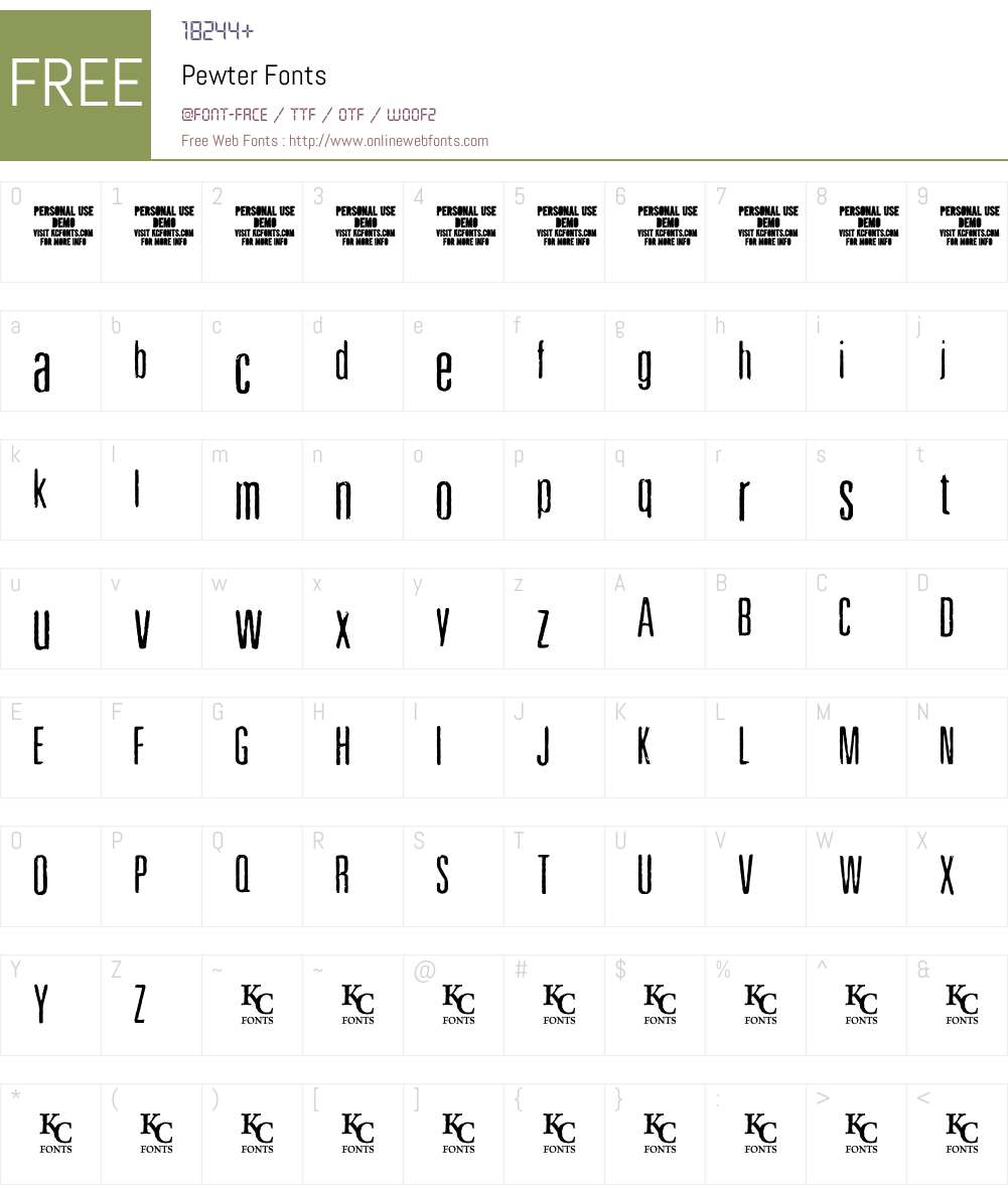 Pewter Font Screenshots