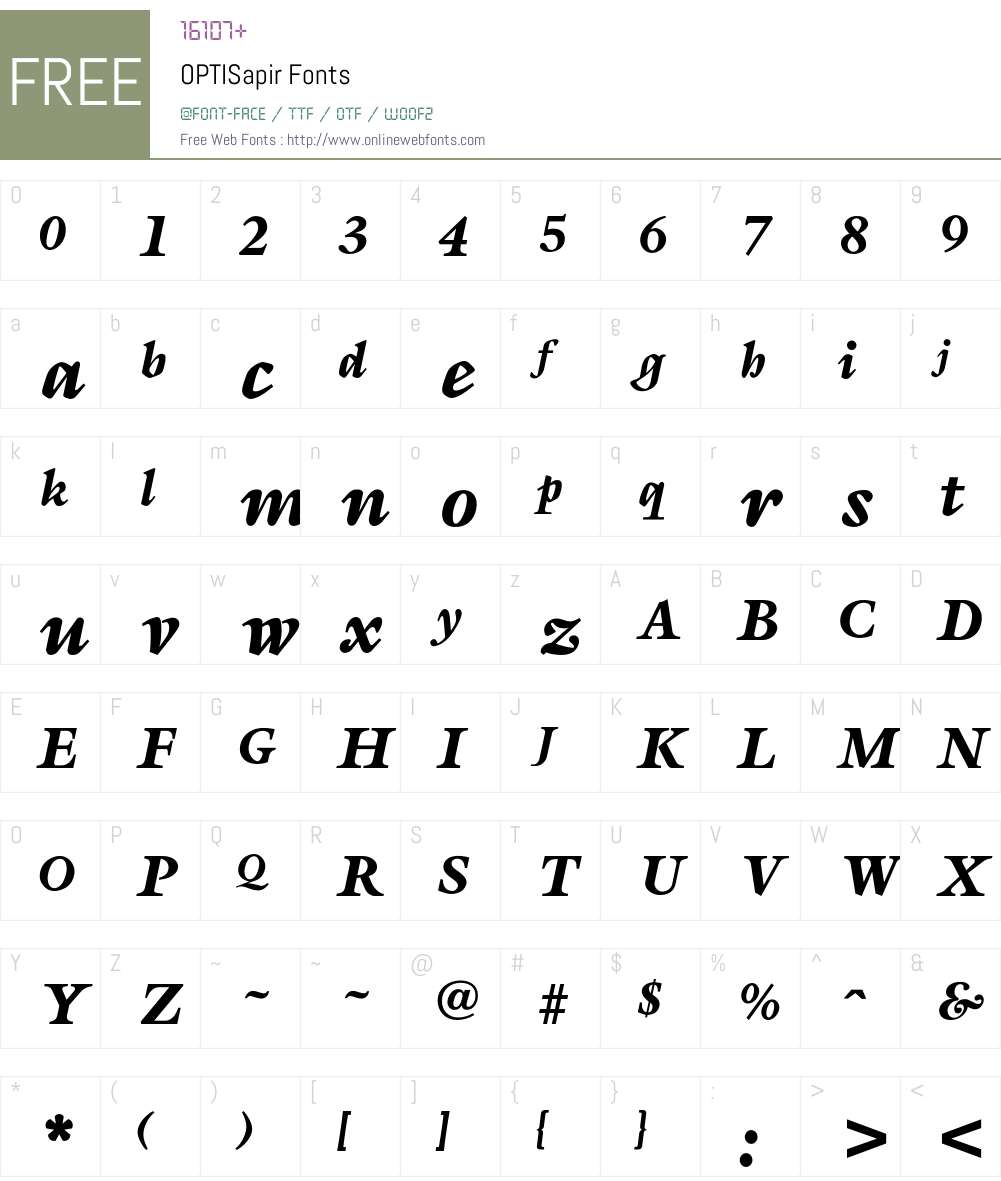 OPTISapir Font Screenshots