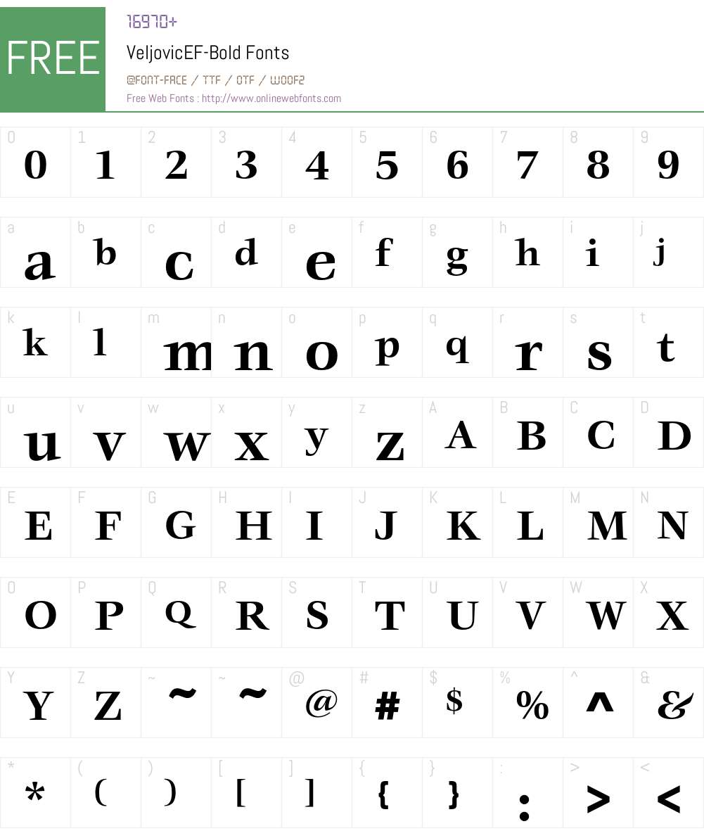 VeljovicEF Font Screenshots