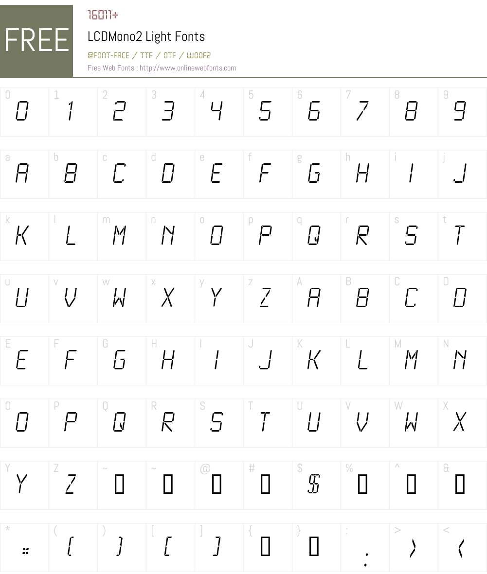 LCDMono2 Font Screenshots
