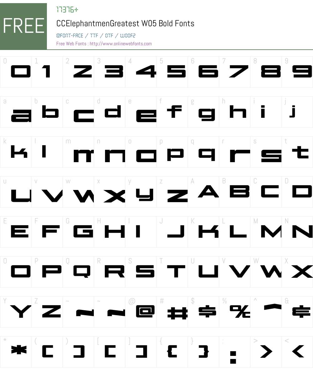 CCElephantmenGreatestW05-Bd Font Screenshots