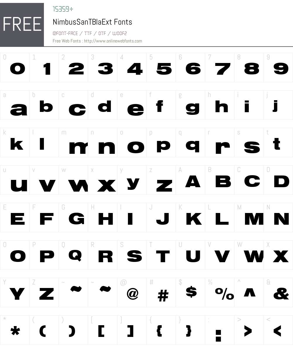 NimbusSanTBlaExt Font Screenshots