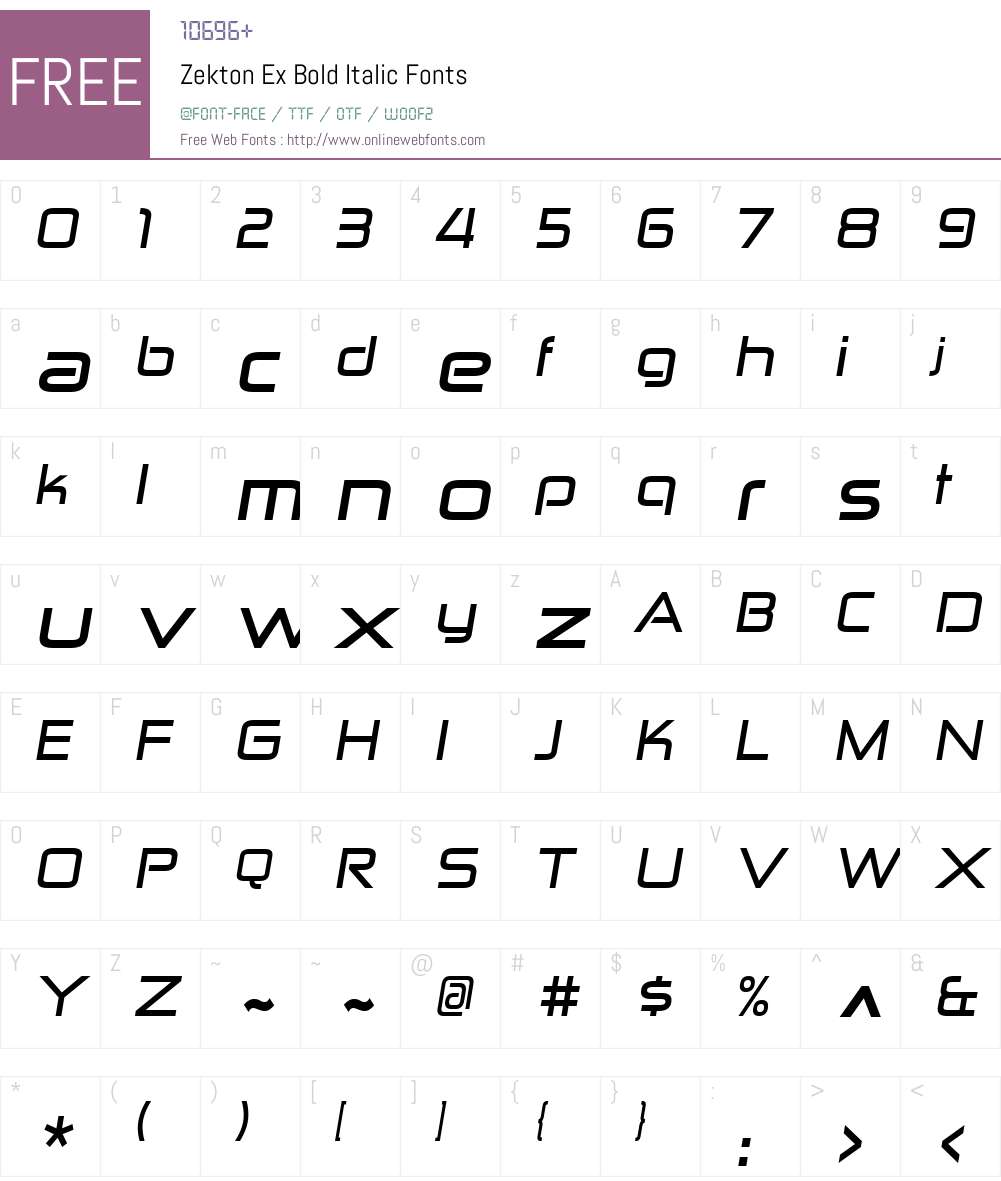 Zekton Ex Font Screenshots