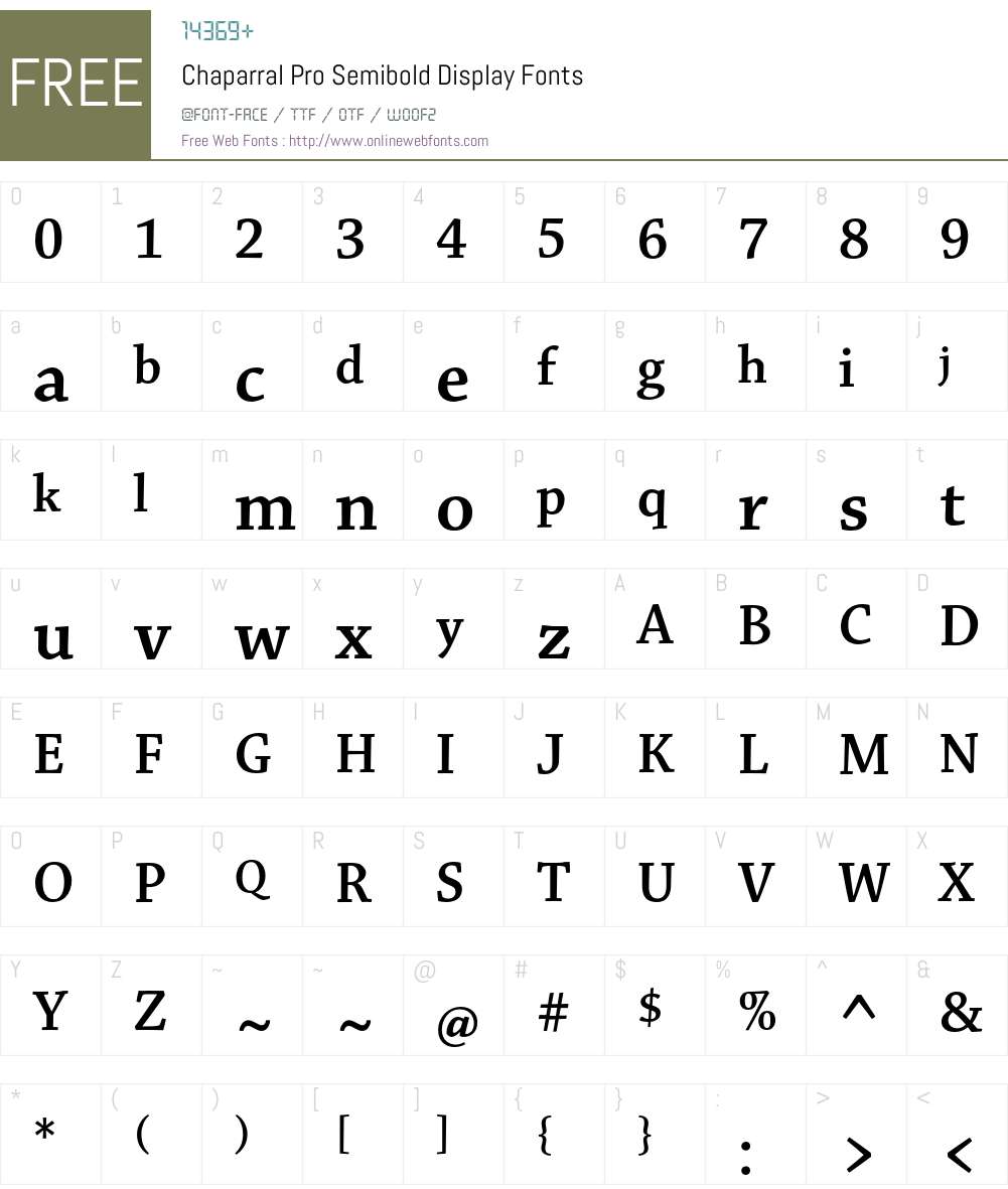 Chaparral Pro Font Screenshots