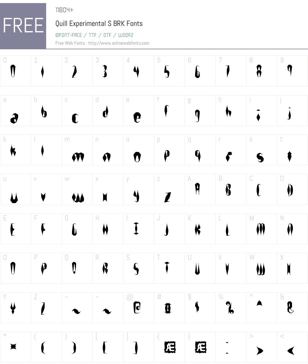 Quill Experimental S BRK Font Screenshots