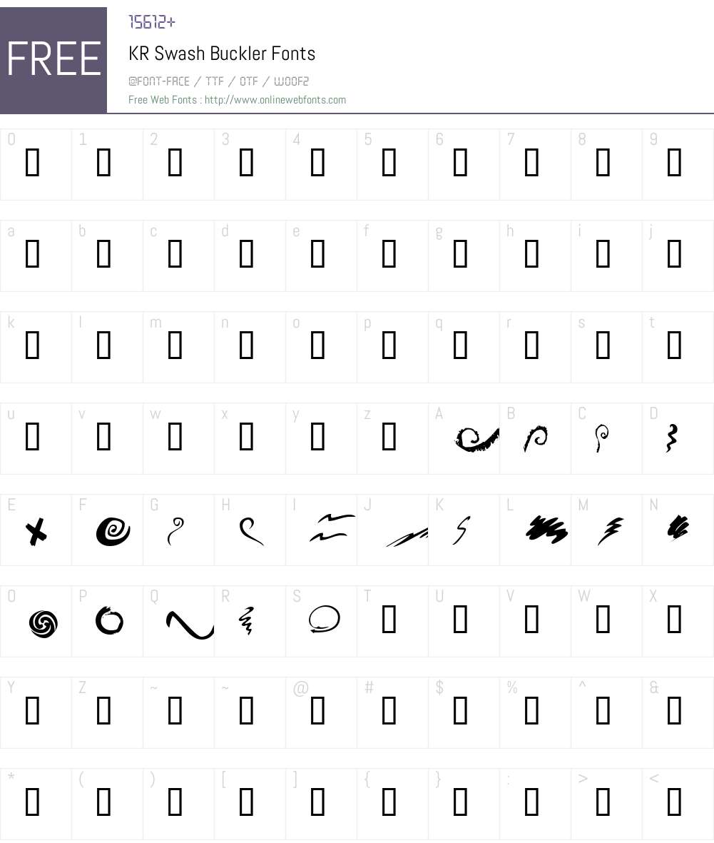 KR Swash Buckler Font Screenshots