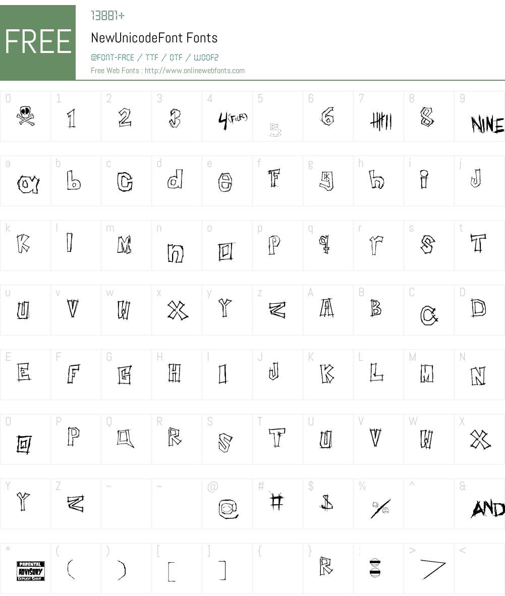 NewUnicodeFont Font Screenshots