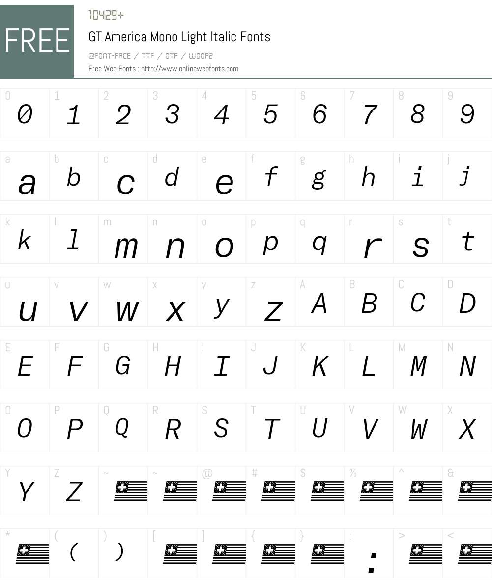 GT America Mono Light Font Screenshots