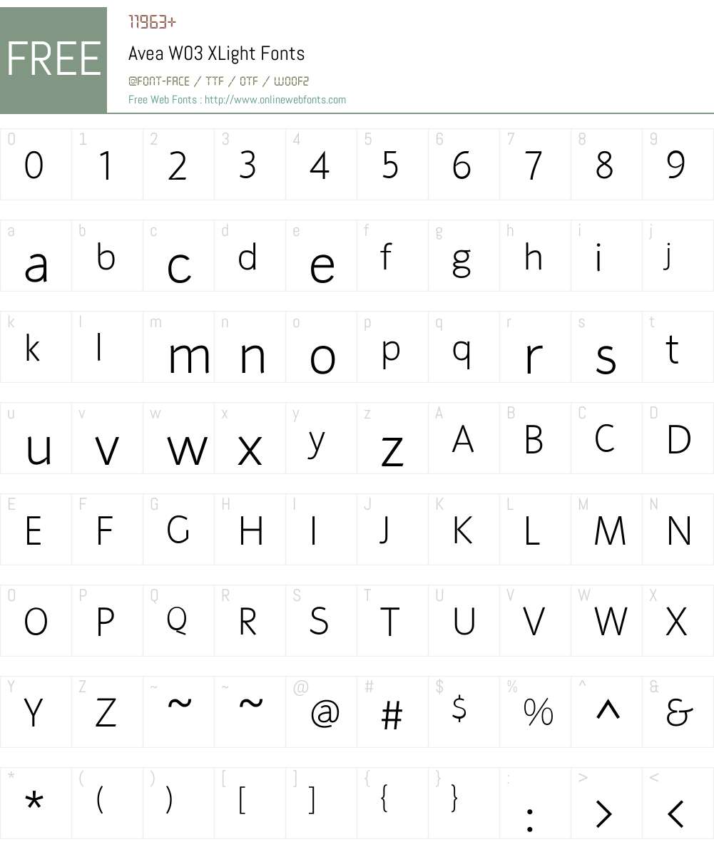 Avea Font Screenshots