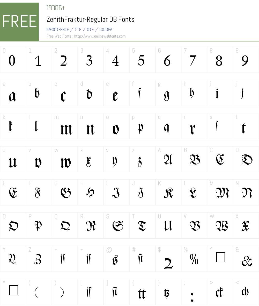 ZenithFraktur DB Font Screenshots