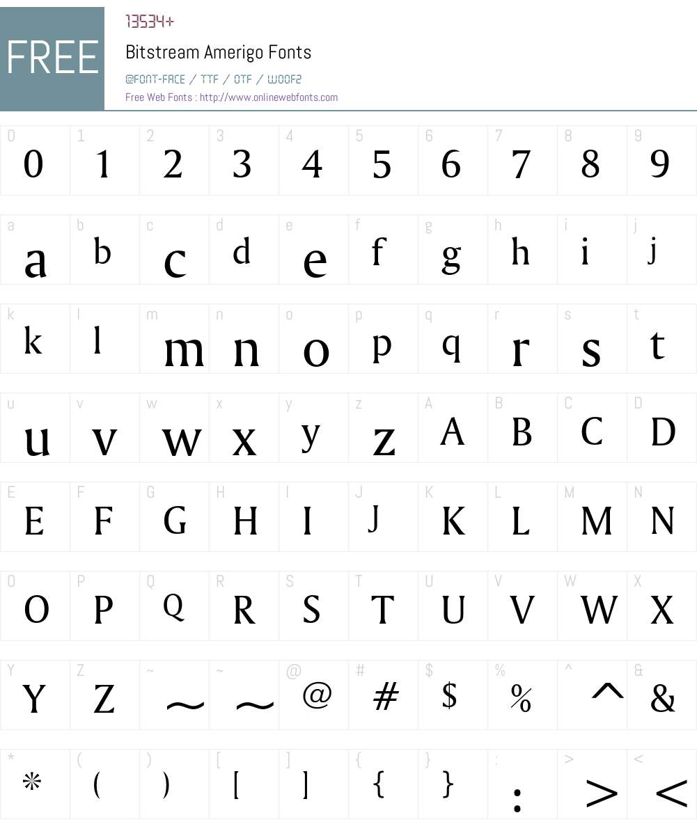 Bitstream Amerigo Font Screenshots