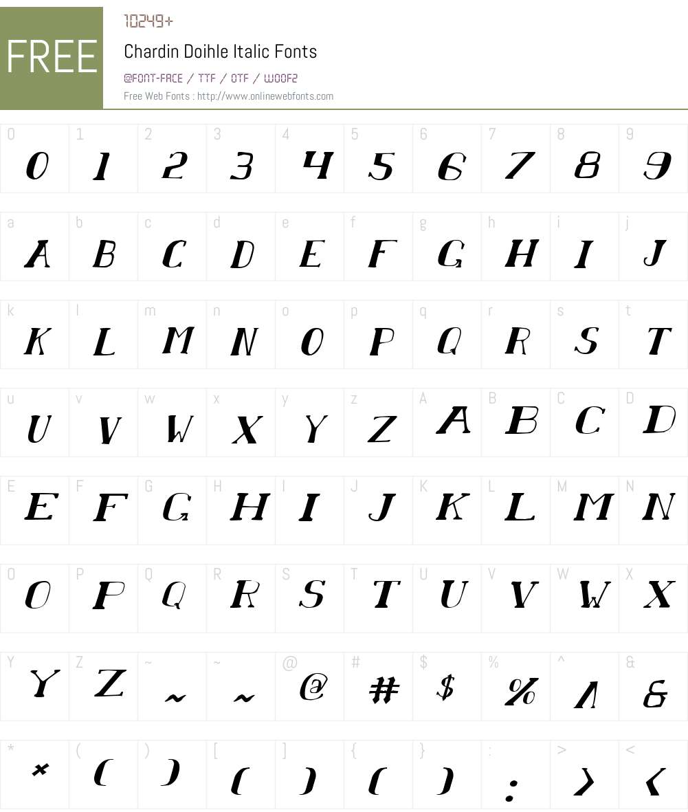 Chardin Doihle Italic Font Screenshots