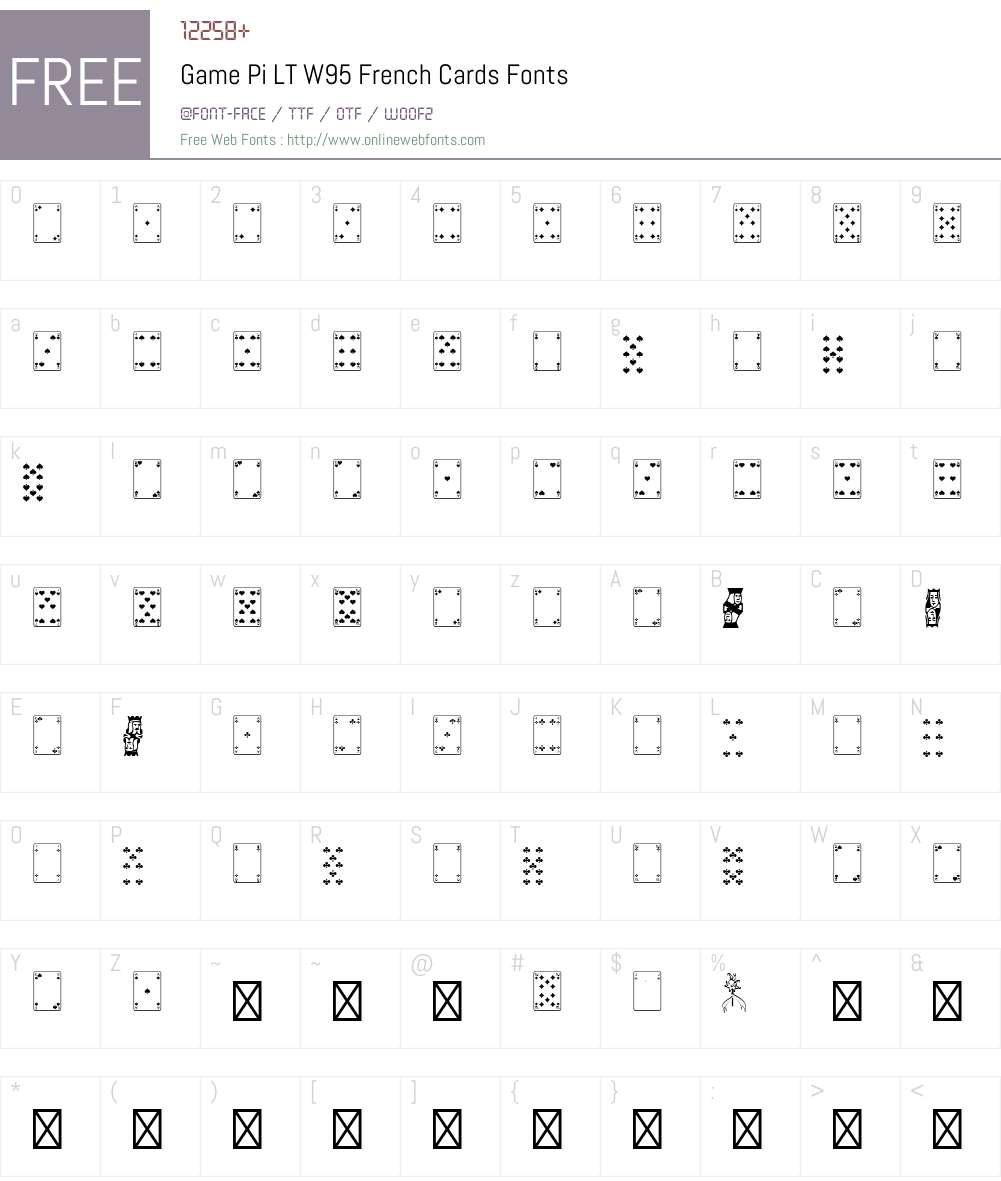 GamePiLTW95-FrenchCards Font Screenshots