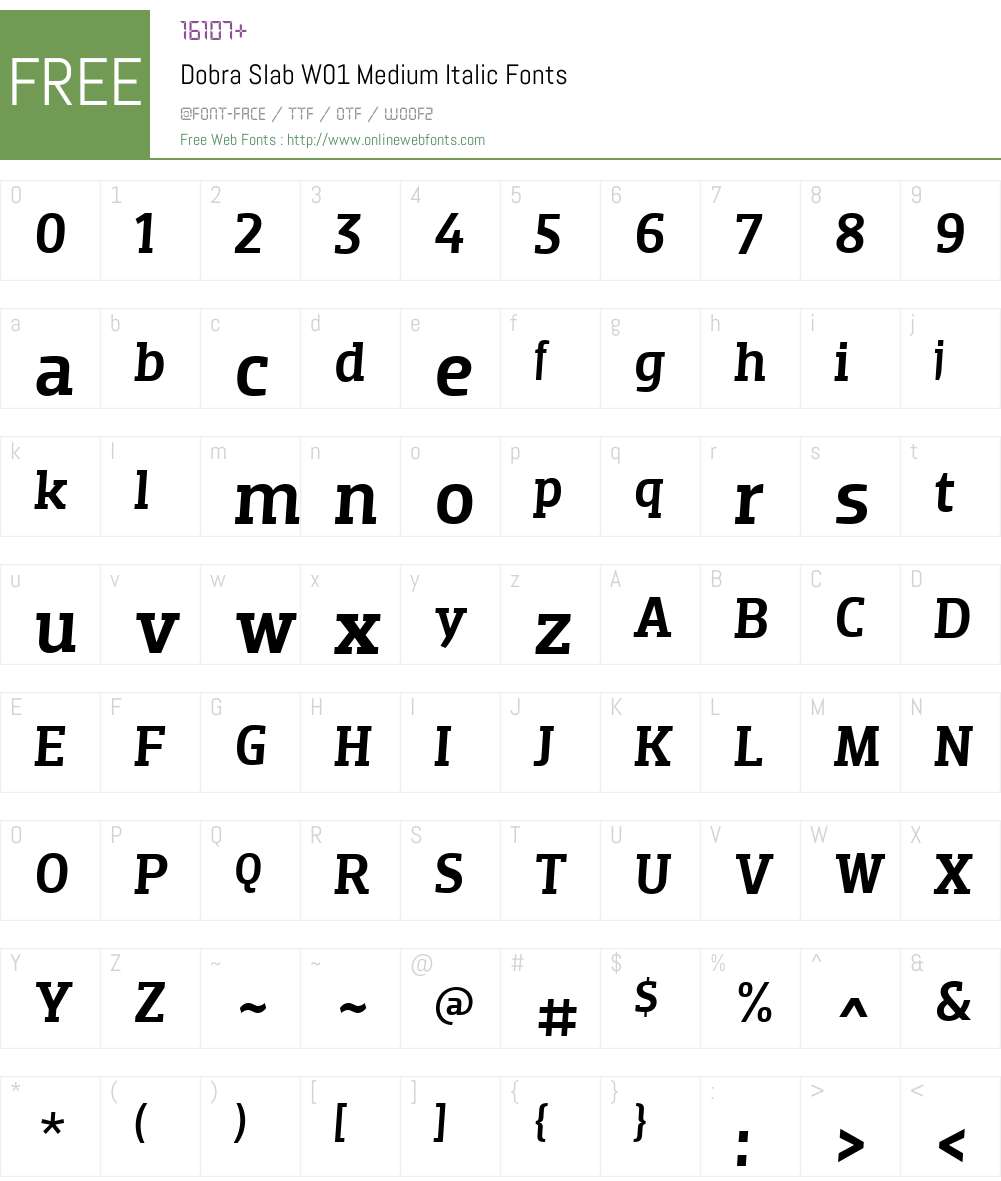 DobraSlabW01-MediumItalic Font Screenshots
