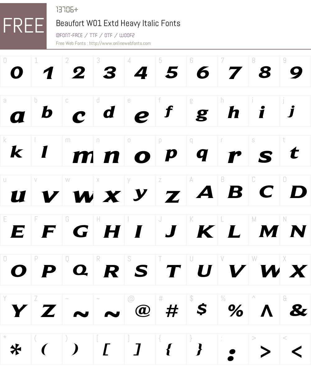 BeaufortW01-ExtdHeavyItalic Font Screenshots