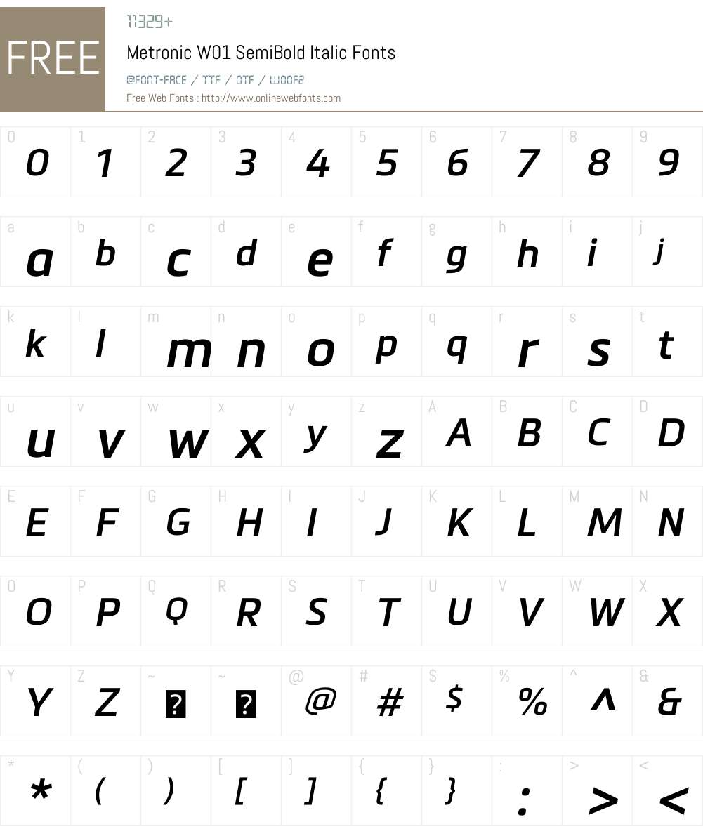 MetronicW01-SemiBoldItalic Font Screenshots