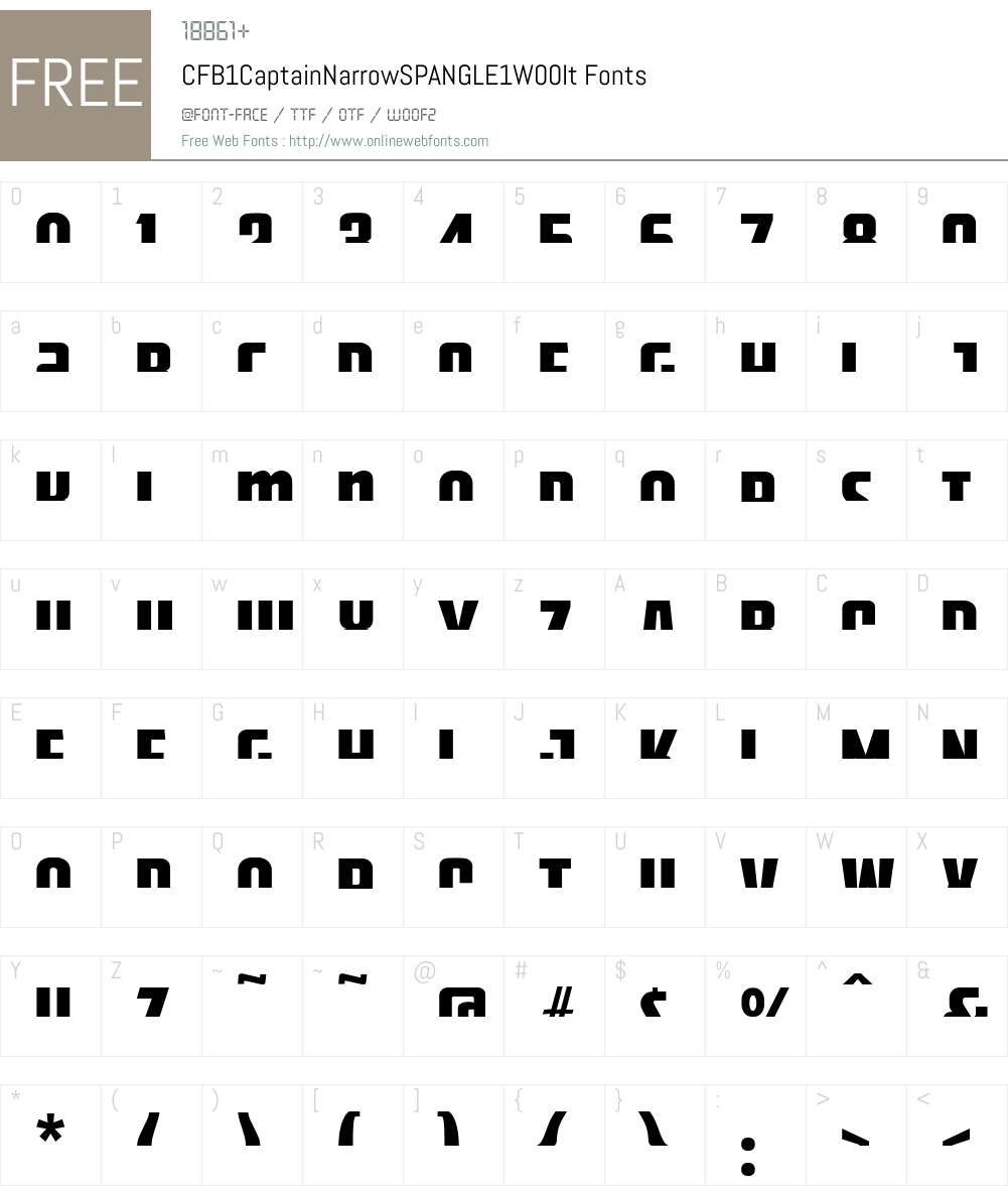 CFB1CaptainNarrowSPANGLE1W00-It Font Screenshots