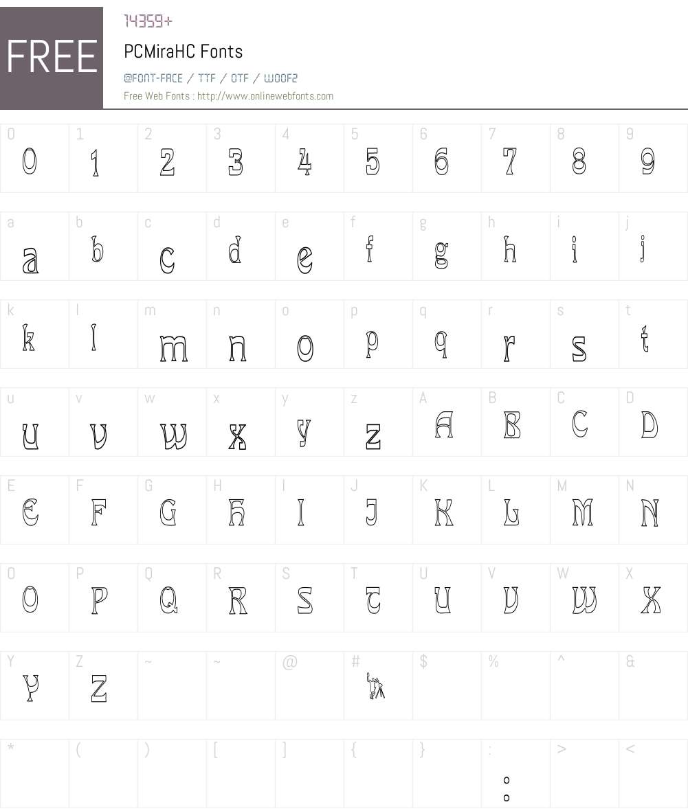 PCMiraHC Font Screenshots