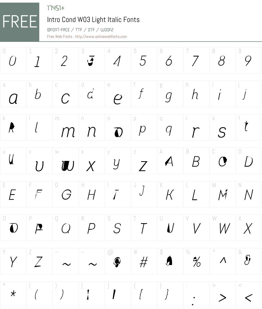 IntroCondW03-LightItalic Font Screenshots