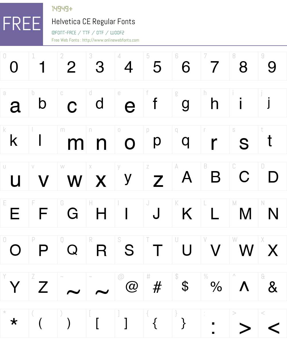 Helvetica CE Font Screenshots