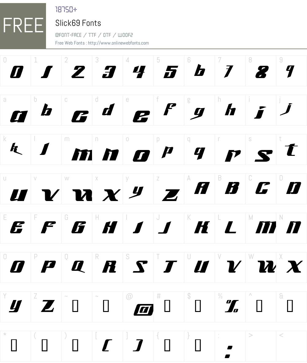 Slick69 Font Screenshots