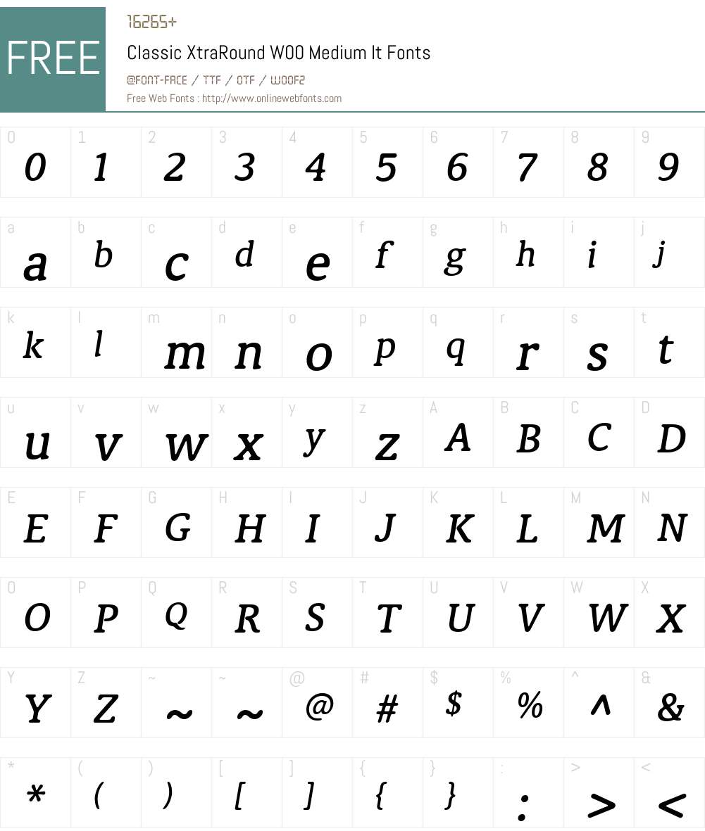 ClassicXtraRoundW00-MdIt Font Screenshots
