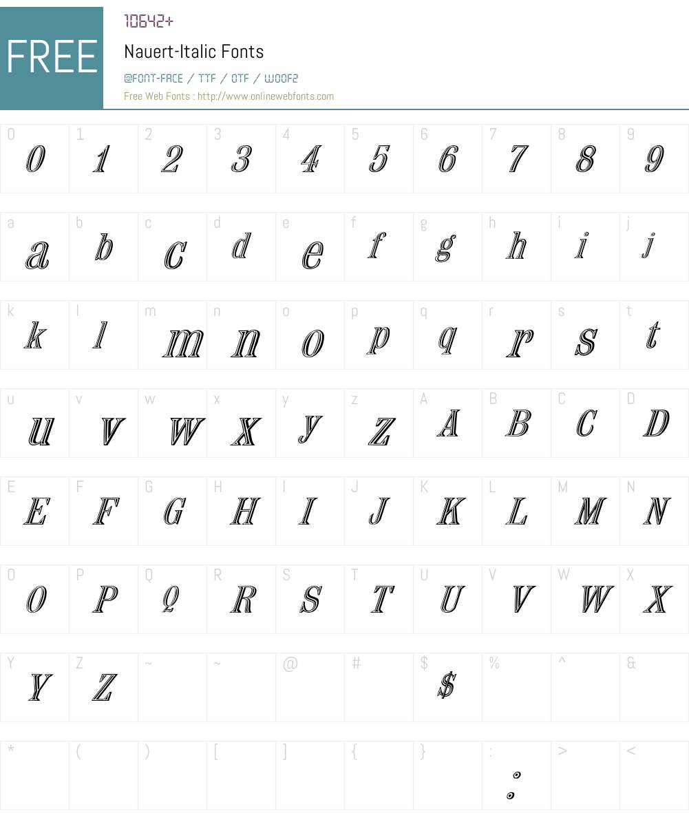 Nauert-Italic Font Screenshots