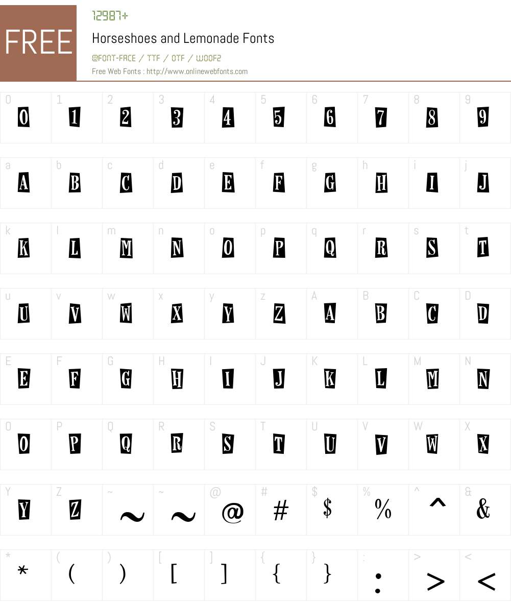 Horseshoes and Lemonade Font Screenshots