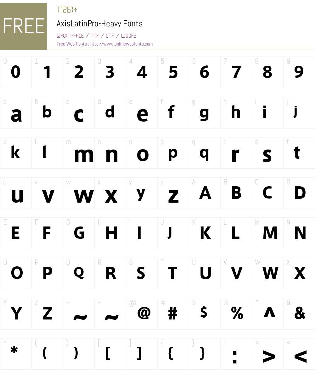 AxisLatinPro-Heavy Font Screenshots