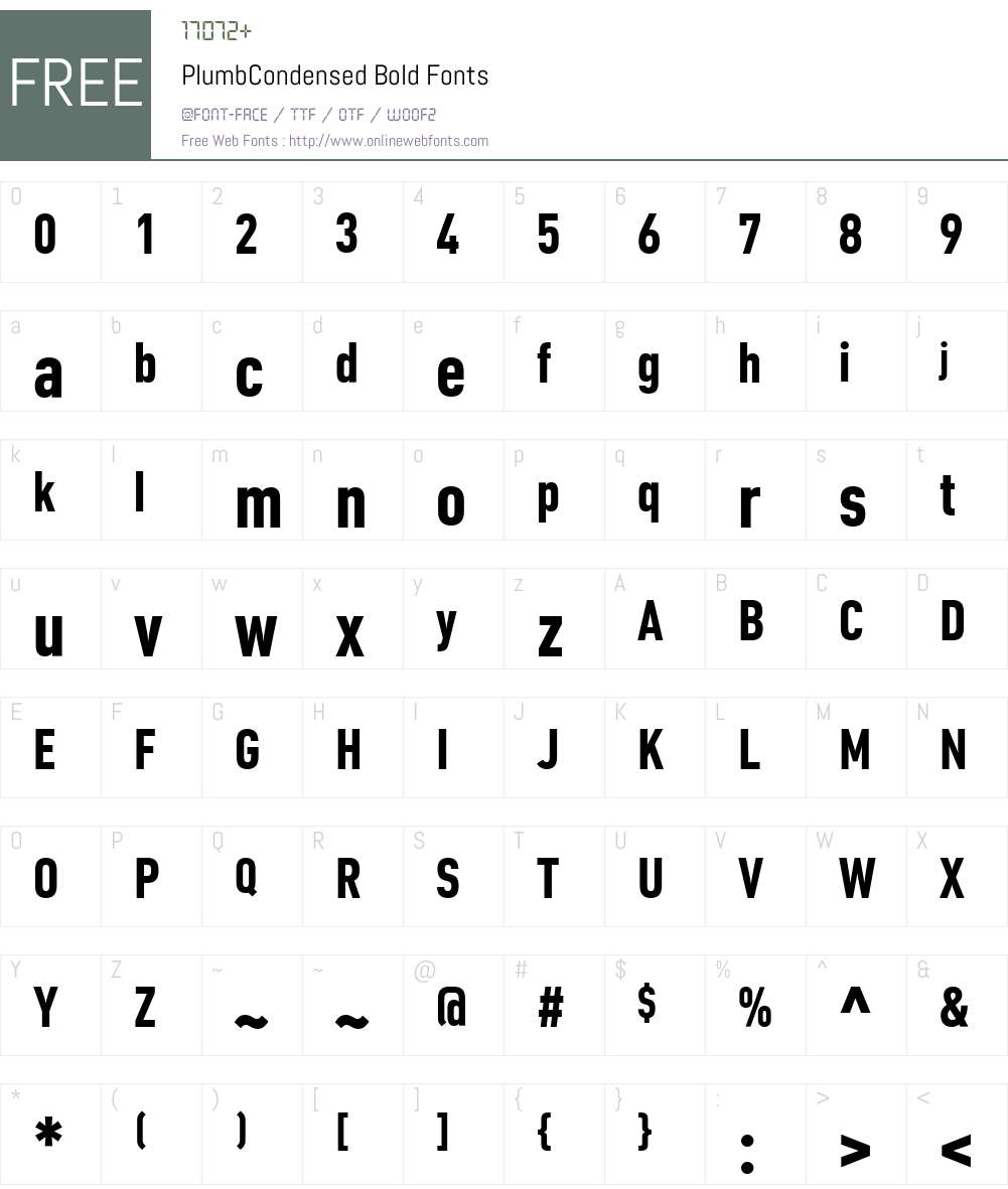 PlumbCondensed Font Screenshots