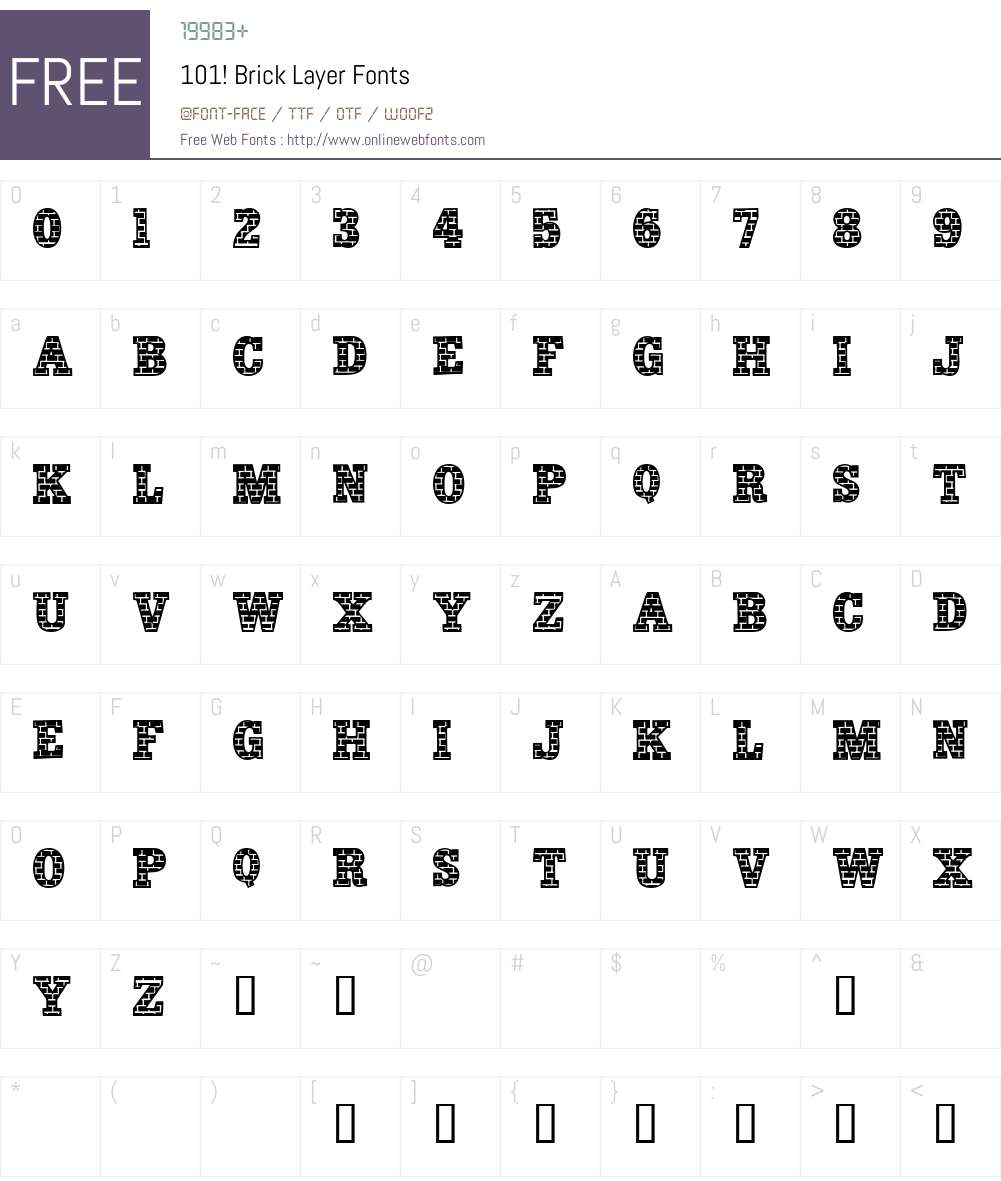 101! Brick Layer Font Screenshots